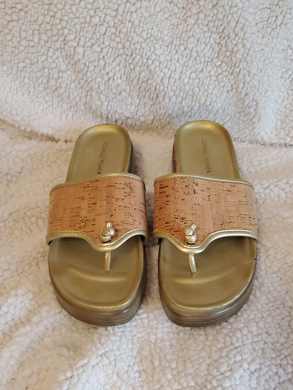 Donald J. Pliner Gold Cork-Accent Slide Sandals